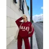 Üç İplik Yakalı Sweat Baggy Pantalonlu Takım - Bordo