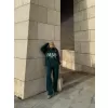 Üç İplik Yakalı Sweat Baggy Pantalonlu Takım - Yeşil