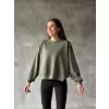 Osy Modal Yumuşak dokulu Kumaş Bisiklet Yaka Oversize Sweatshirt - Haki