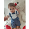 9-12-18-24 Ay Papyonlu Gömlek 2li Erkek Bebek Salopet Takımı İndigo