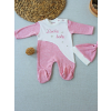 0-3 3-6 Ay Lucky   Nakışlı Es Çizgi Boy Şapkalı Kız Bebek Tulumu Pembe