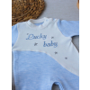 0-3 3-6 Ay Lucky   Nakışlı Es Çizgi Boy Şapkalı Erkek Bebek Tulumu Mavi