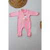 3-6 18-24 24-36 Ay Uçan Balonlar Nakışlı Ef Boy Fermuarlı Kız Bebek Tulumu Pembe
