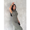 Kolsuz Yırtmaçlı Uzun Maxı Boy Elbise - Yeşil