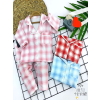 9-12-18-24 Ay Düğme Kapamalı Ekose Desenli 2li Kız Erkek Bebek Pijama Takımı Mavi