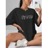 Kadın Baskılı Oversize T-shirt - Siyah