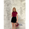 Kısa Kol Badi Bluz - Bordo