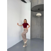 Osy Modal Yumuşak Dokulu Kumaş Nakış Işlemeli Rahat Bol Paça Eşofman Pantalon - Bej