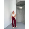 Osy Modal Yumuşak Dokulu Kumaş Nakış Işlemeli Rahat Bol Paça Eşofman Pantalon - Bordo