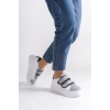 VALENCIA Bağcıksız Cırt Cırtlı Ortopedik Taban Kadın Sneaker Spor Ayakkabı BT - Beyaz/Gri