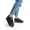 MINA Bağcıklı Ortopedik Taban Kadın Sneaker Spor Ayakkabı  ST - Siyah/Gümüş