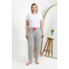 Moda Çizgi Kadın Pamuklu Büyük Beden Alt Pijama 27558 Gri