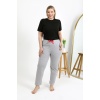 Moda Çizgi Kadın Pamuklu Büyük Beden Alt Pijama 27557 Gri