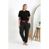 Moda Çizgi Kadın Pamuklu Büyük Beden Alt Pijama 27559 Antrasit