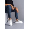    Warrior Bağcıklı ve Fermuarlı Cilt Süet Erkek Günlük Sneaker Ayakkabı BT - Beyaz/Gri
