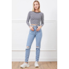 Yüksek bel yırtmaçlı mom jean pantolon