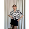 Siyah beyaz baskılı crop gömlek