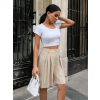 Pileli keten şort S24291