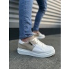 JY155 Warrior Bağcıklı ve Fermuarlı Cilt Süet Erkek Günlük Sneaker Ayakkabı CSBT - Beyaz/Krem