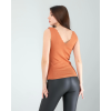 Kahve Merdiven Yaka Kalın Askı Crop Bluz