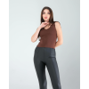 Acı Kahve Merdiven Yaka Kalın Askı Crop Bluz