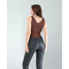 Acı Kahve Merdiven Yaka Kalın Askı Crop Bluz