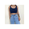 İndigo Kalın Askılı Fitilli Crop