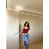 Bordo ZRA Model Poliamid İp Askı Bluz