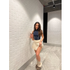 Lacivert Fermuarlı Bilyeli Bluz