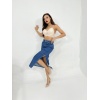 6900 SLIPPED MIDI SKIRT-MAVİ