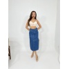 6900 SLIPPED MIDI SKIRT-MAVİ