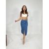 6478 DENİM MIDI SLIT SKIRT-MAVİ