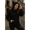Kadın Uzun Kollu Kapşonlu Bağcıklı Cepli Capitone Sweatshirt