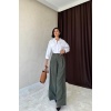 Haki Pileli Comfort Pantolon