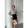 YAKA VE MANŞET BEYAZ  BOYFRİEND ÇİZGİLİ  POPLİN GÖMLEK - Kahverengi