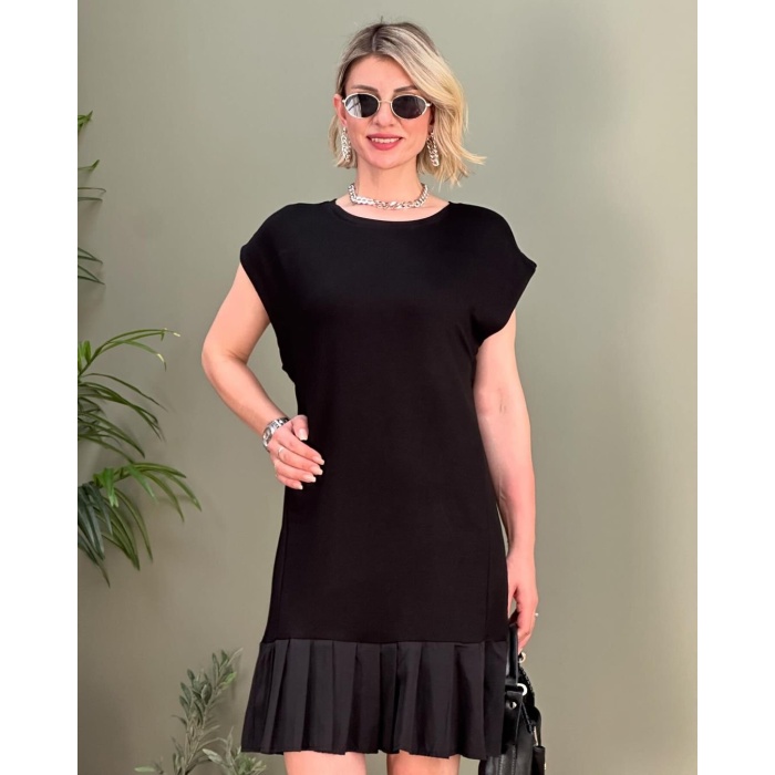 Kadın Viskon Kumaş Mini Tunik Detaylı Elbise