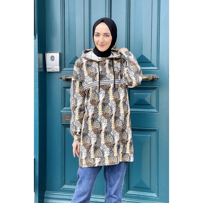 Moda Çizgi Desenli Tunik