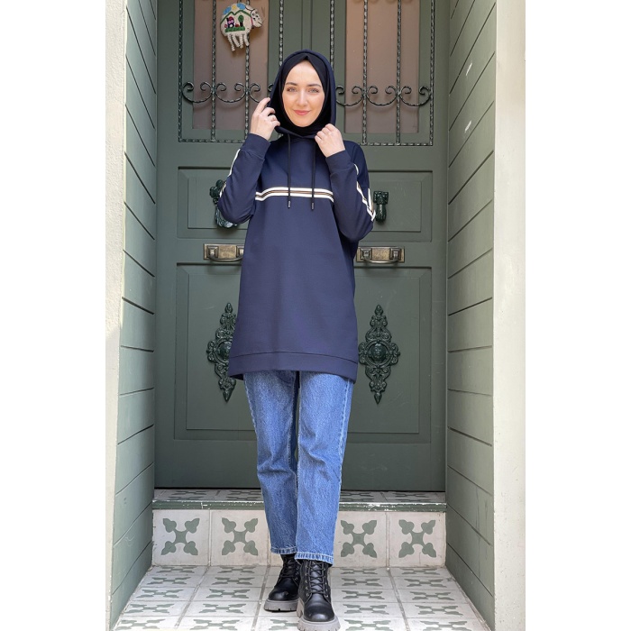 Moda Çizgi Desenli Tunik