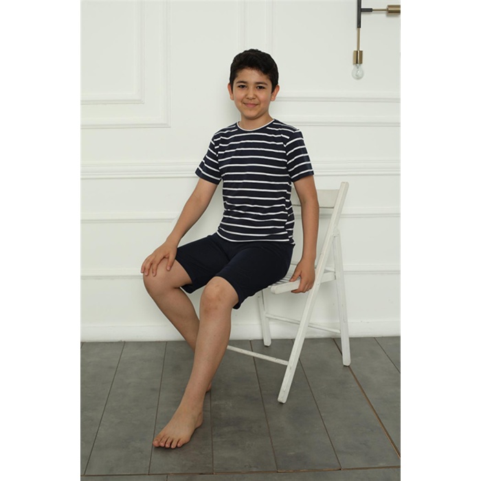 Moda Çizgi Erkek Çocuk Penye Şortlu Pijama Takım 20394