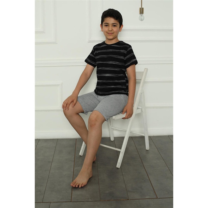 Moda Çizgi Erkek Çocuk Penye Şortlu Pijama Takım 20392