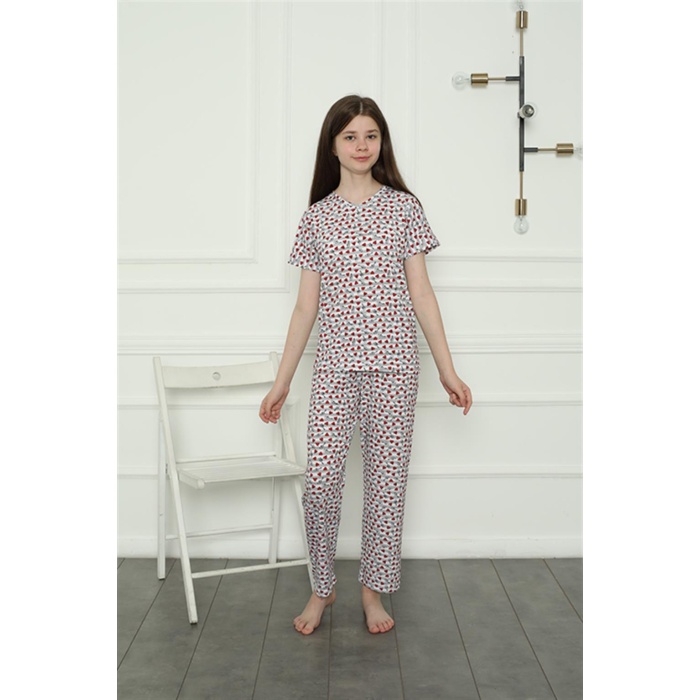 Moda Çizgi Kız Çocuk Penye Pijama Takım  09