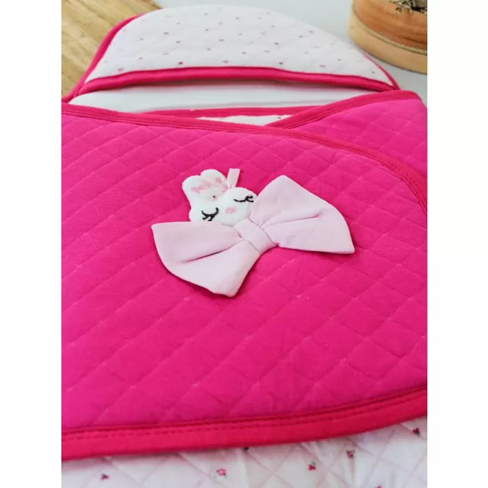 Yenidoğan Açılır Kucaklı Fiyonk Det aklı Kız Bebek Kundak Pembe