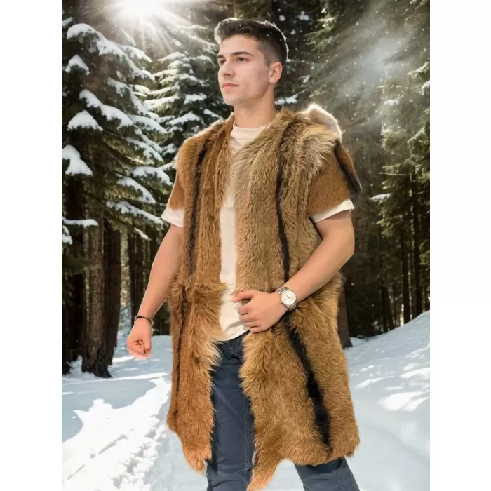 Unisex Kolsuz Uzun Yelek - Kahve