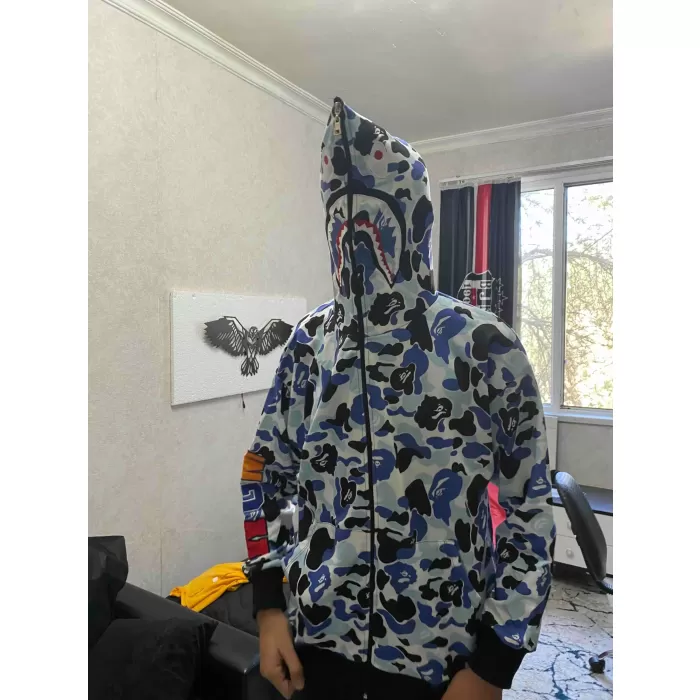 Unisex Pubg Bape x Shark Hoodie - Gri
