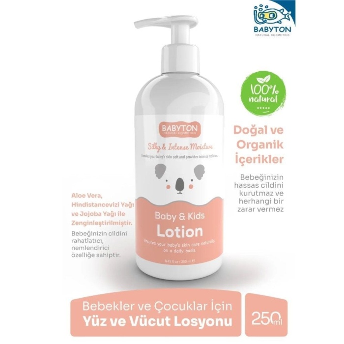  ton Bebek ve Çocuklar İçin Doğal Yüz ve Vücut Losyonu 250ml