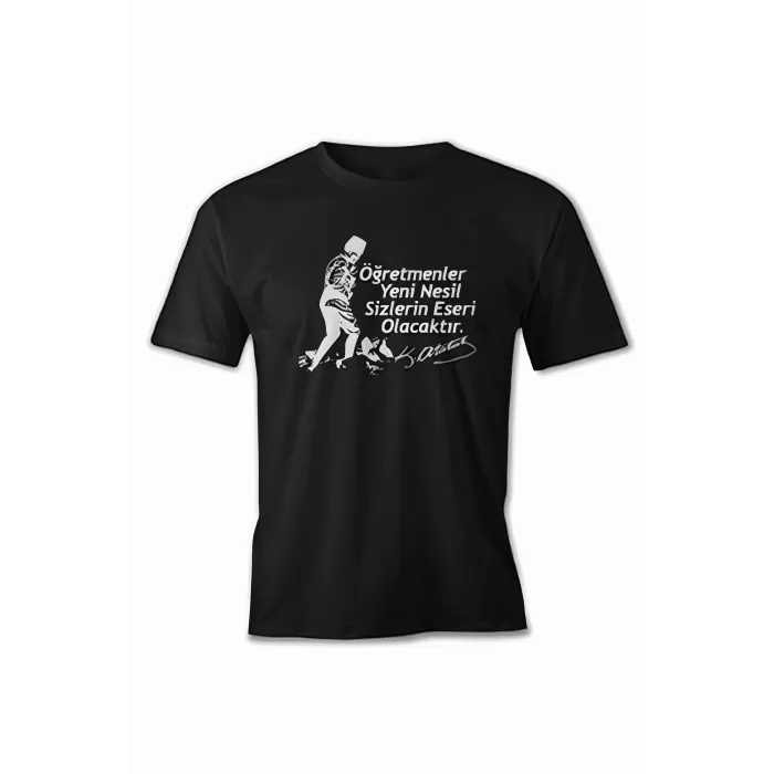 24 Kasım Öğretmenler Baskılı T-shirt - Siyah