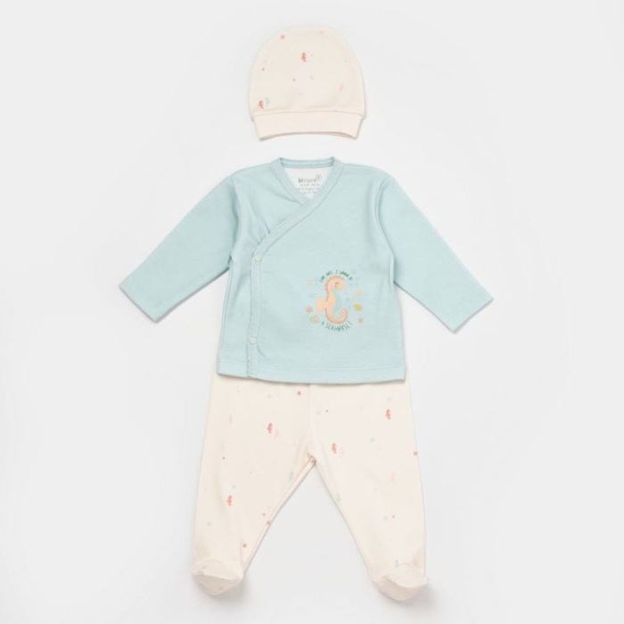 Bibaby Biorganic Save The Seahorse 3Lü Set 73330 Bej-Mint