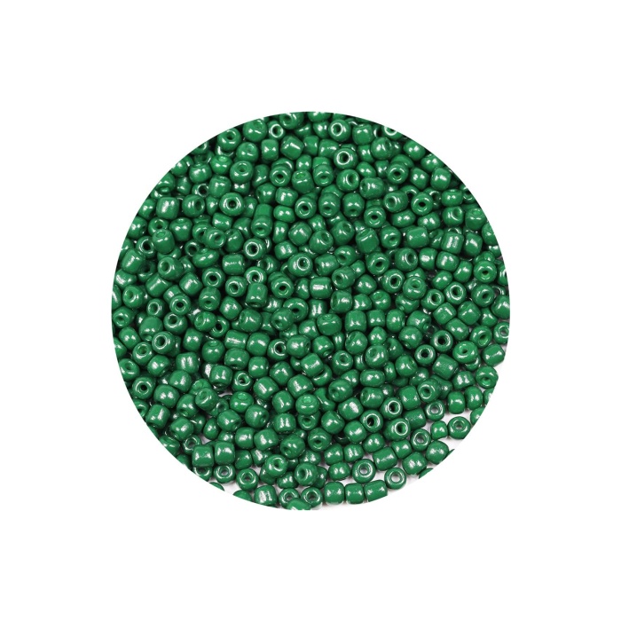 Koyu Yeşil Renk 4 mm Yaklaşık 220 adet/20 gram Cam Boncuk Oya Yazma Bileklik ve Kolye
