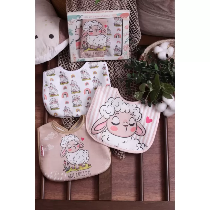 KUZU TEMALI KARE 3 PARÇA MİCROFİBER MAMA ÖNLÜĞÜ KENDİ KUTUSUNDA (SIVI GEÇİRMEZ) ÇITÇITLI
