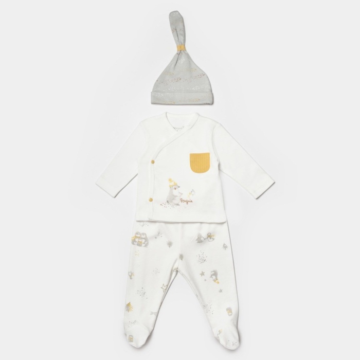 Bibaby Biorganic Penguin Club 3Lü Bebek Set 73336 Ekru Gri